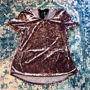 Lavender velvet peplum top with black velvet bow